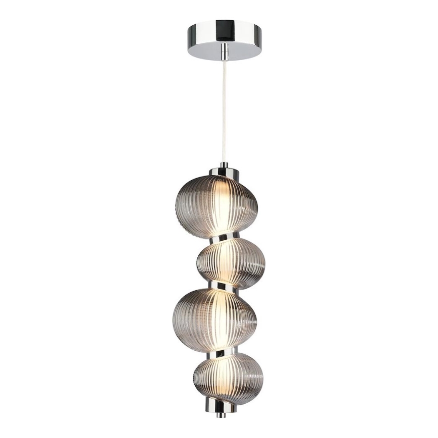 LED Luster na lanku BOLLA LED/17W/230V pr. 16 cm lesklý chróm/dymová