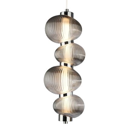 LED Luster na lanku BOLLA LED/17W/230V pr. 16 cm lesklý chróm/dymová