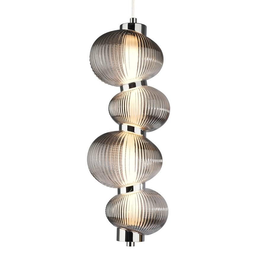 LED Luster na lanku BOLLA LED/17W/230V pr. 16 cm lesklý chróm/dymová