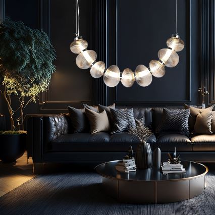 LED Luster na lanku BOLLA LED/36W/230V lesklý chróm/dymová