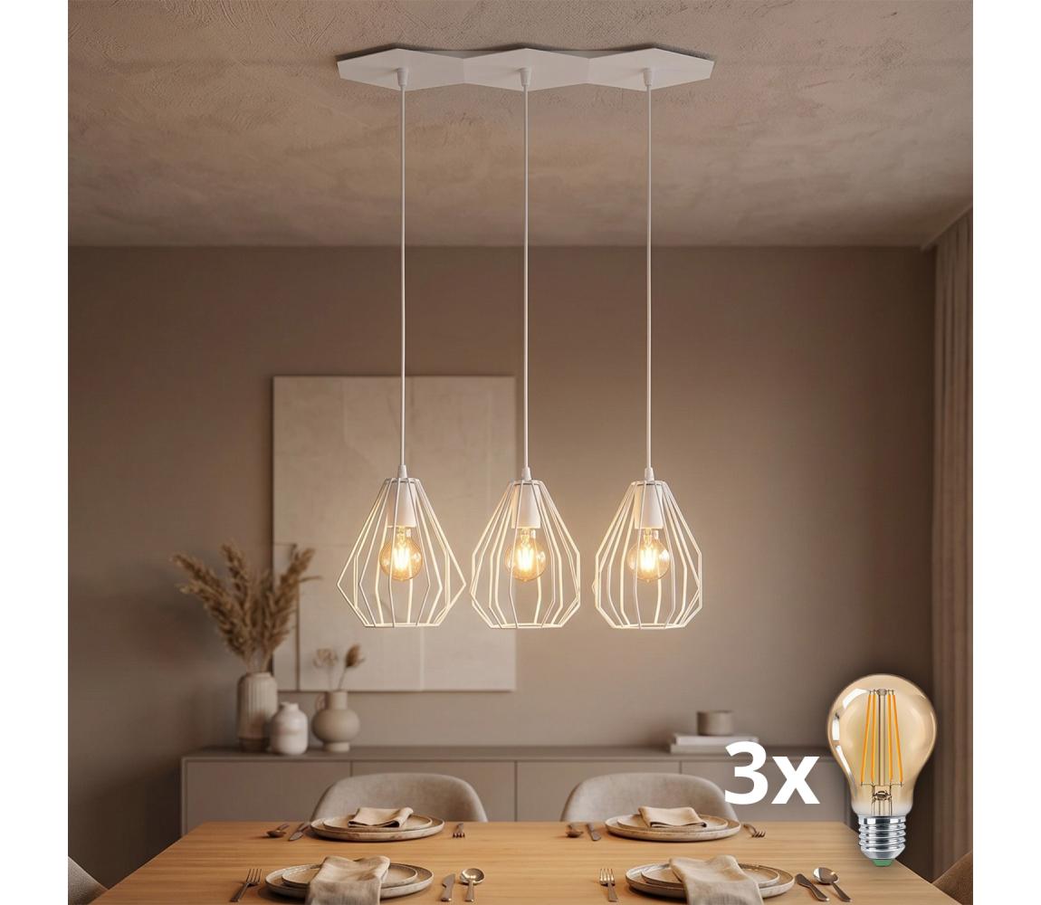 LED luster na lanku BRYLANT 3xE27/60W/230V biely 2225