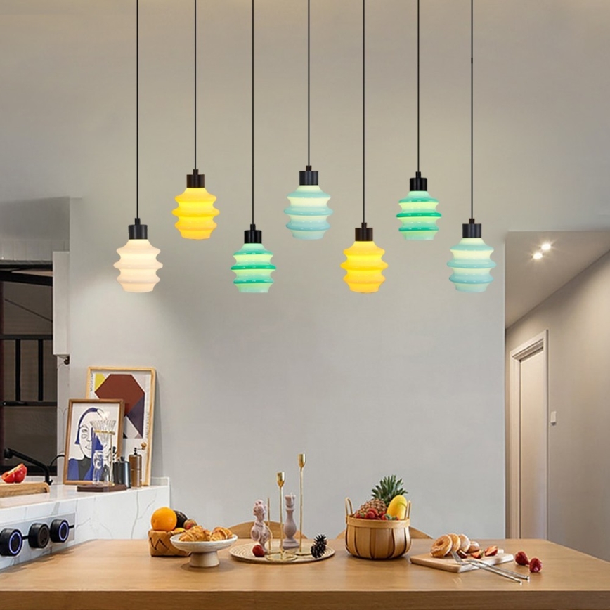 LED luster na lanku CACTUS 7xLED/2,8W/230V 3000K zelená/žltá/biela