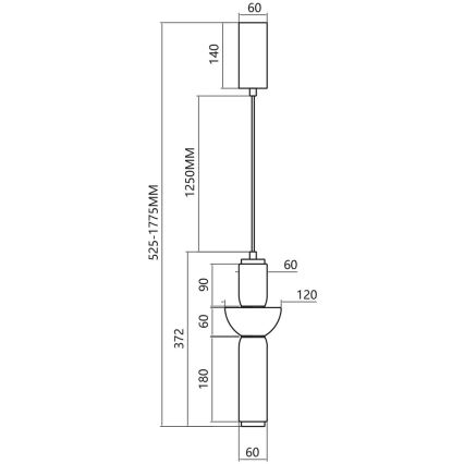 LED Luster na lanku CAMPO LED/19W/230V