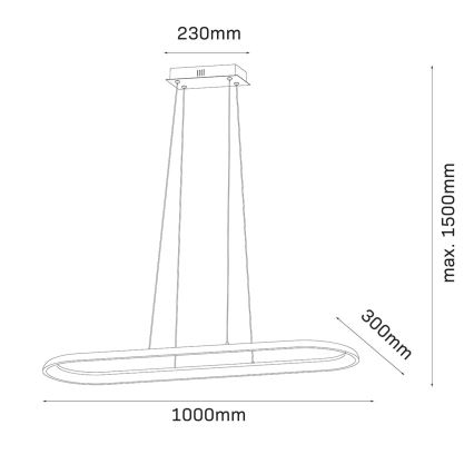 LED luster na lanku CASHMERE LED/80W/230V 30x100 cm biela