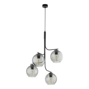 LED luster na lanku CESAR 4xE27/15W/230V čierna/dymová sivá