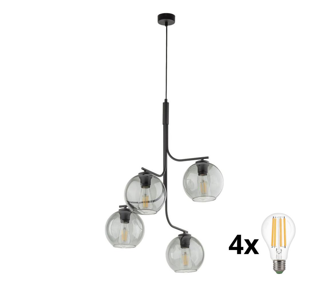 LED luster na lanku CESAR 4xE27/15W/230V čierna/dymová sivá 5727