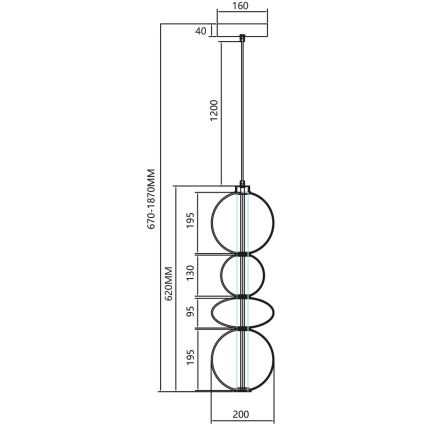 LED Luster na lanku DAPHNE LED/36W/230V šedá