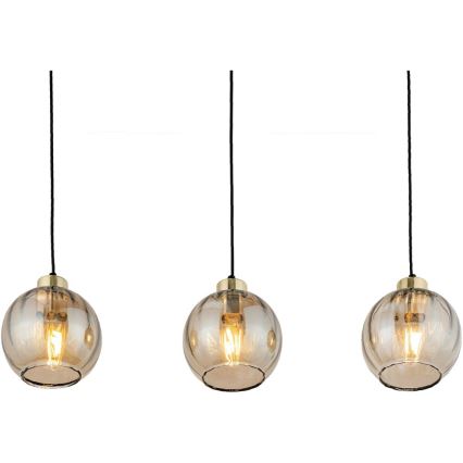 LED luster na lanku DEVI 3xE27/15W/230V čierna/dýmová béžová