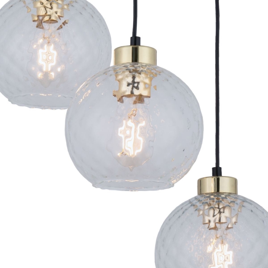 LED luster na lanku DEVON 3xE27/15W/230V čierna/číra