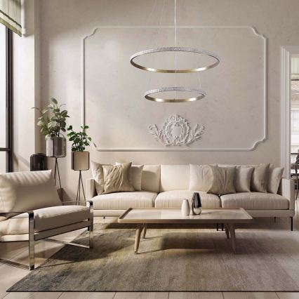 LED luster na lanku DIANA LED/44W/230V 4000K priemer 59 cm zlatý