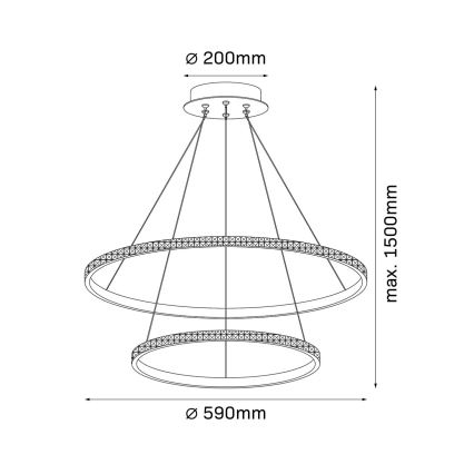 LED luster na lanku DIANA LED/44W/230V 4000K priemer 59 cm zlatý