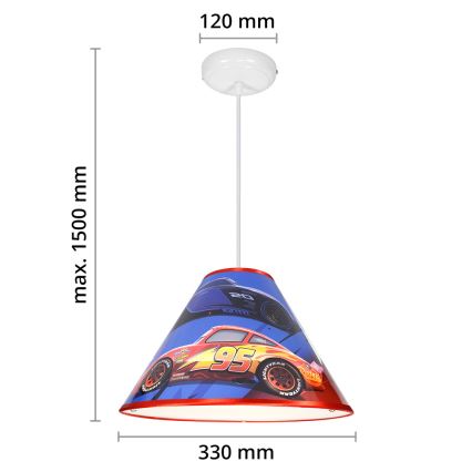 LED Luster na lanku DISNEY CARS 1xE27/10W/230V