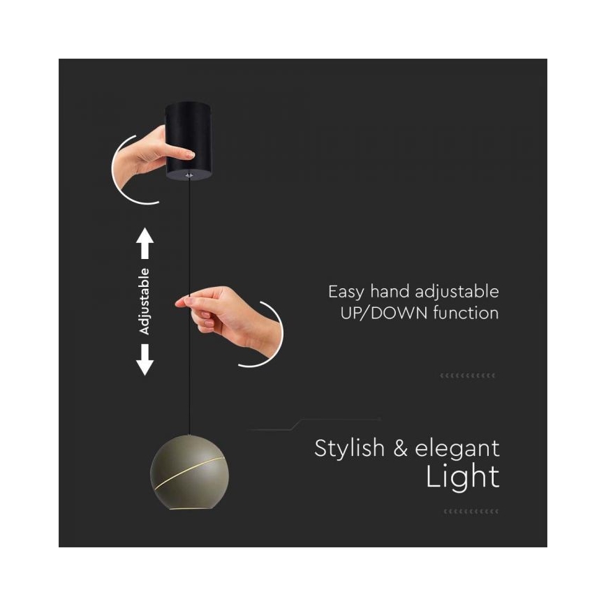 LED Luster na lanku dotykový LED/8,5W/230V 3000K šedá
