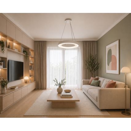 LED luster na lanku DRAX LED/32W/230V 4000K priemer 38 cm biela