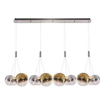 LED luster na lanku ENNA 12xG9/5W/230V 3000K dymová/zlatá