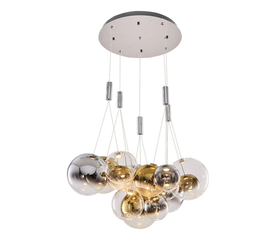 LED luster na lanku ENNA 15xG9/5W/230V 3000K dymová/zlatá 414LRC1475