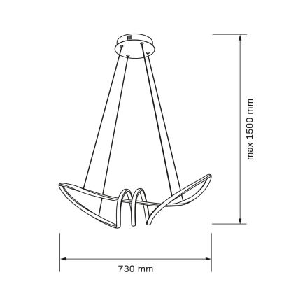 LED Luster na lanku FLAVIA LED/44W/230V čierny