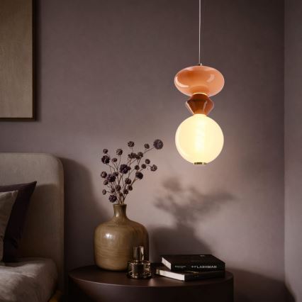LED luster na lanku FLORES LED/10W/230V zlatá/oranžová/hnedá