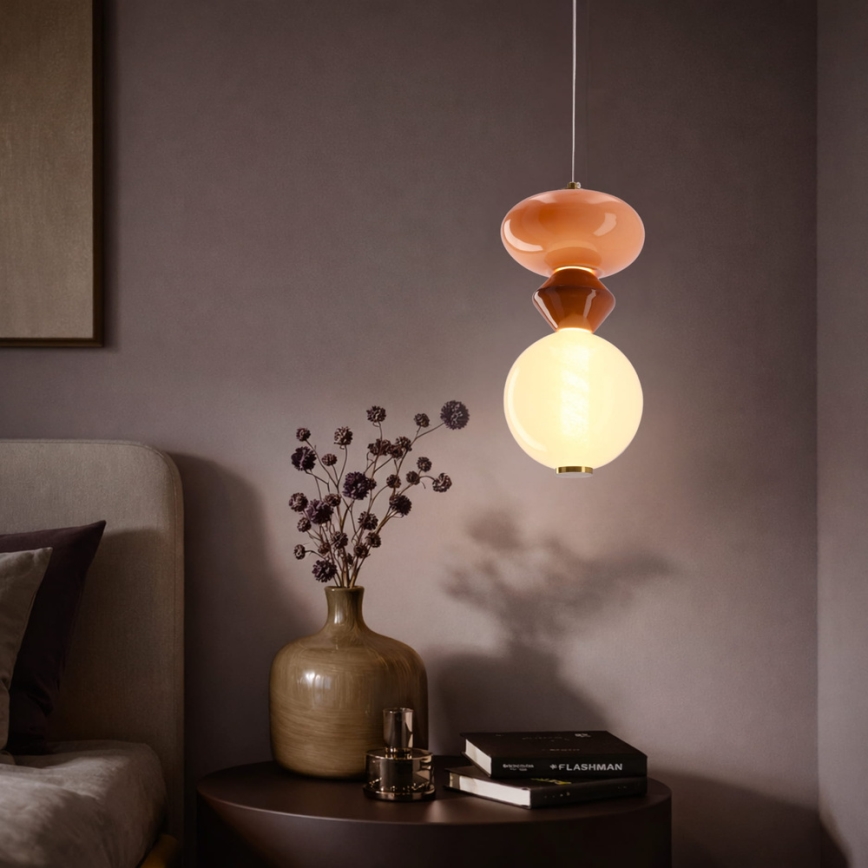 LED luster na lanku FLORES LED/10W/230V zlatá/oranžová/hnedá