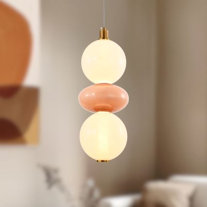 LED Luster na lanku FLORES LED/12W/230V zlatá/oranžová