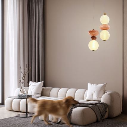 LED Luster na lanku FLORES LED/12W/230V zlatá/oranžová