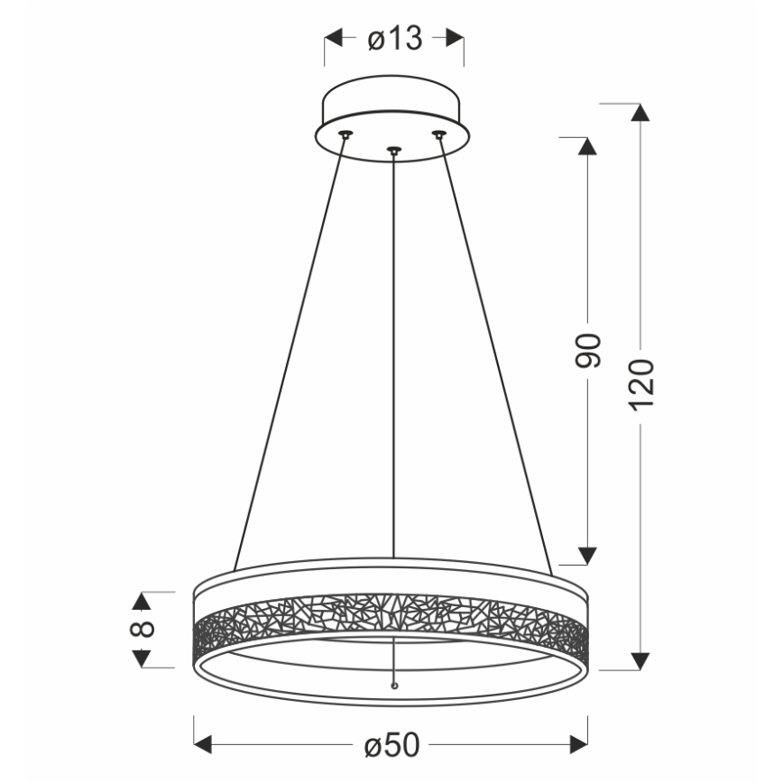 LED luster na lanku FROZI LED/32W/230V pr. 50 cm zlatý