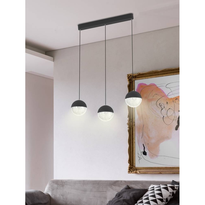 LED Luster na lanku FURNI 3xLED/5W/230V čierna