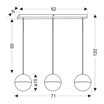 LED Luster na lanku FURNI 3xLED/5W/230V čierna