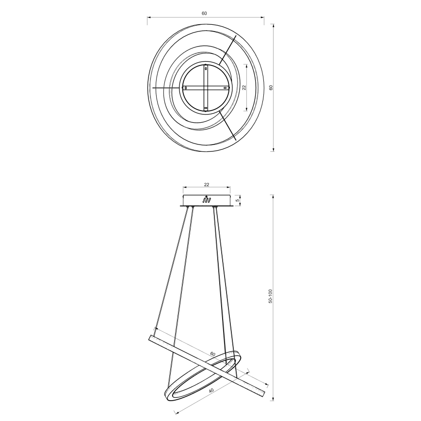 LED Luster na lanku GALAXIA LED/46W/230V čierna