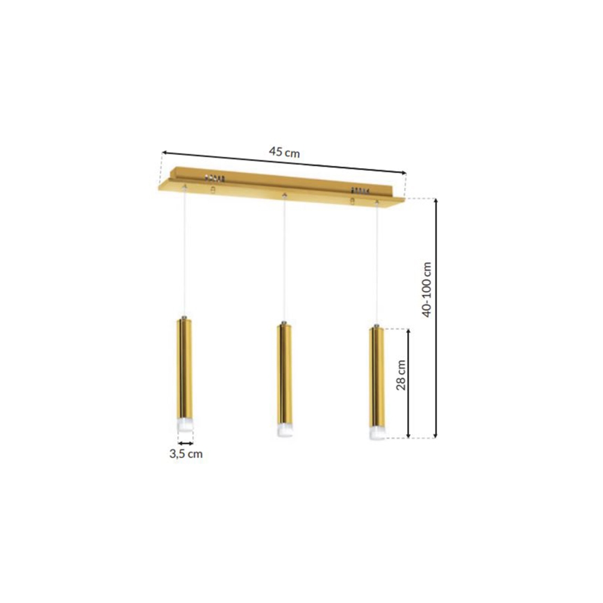 LED Luster na lanku GOLDIE 3xLED/15W/230V zlatá