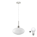 LED Luster na lanku HARMA 1xE27/60W/230V pr. 30 cm matný chróm/biela