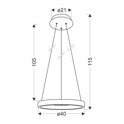 LED Luster na lanku HASHIM LED/22W/230V pr. 40 cm medená