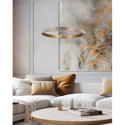 LED Luster na lanku HASHIM LED/34W/230V pr. 60 cm medená
