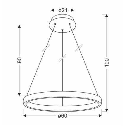 LED Luster na lanku HASHIM LED/34W/230V pr. 60 cm medená