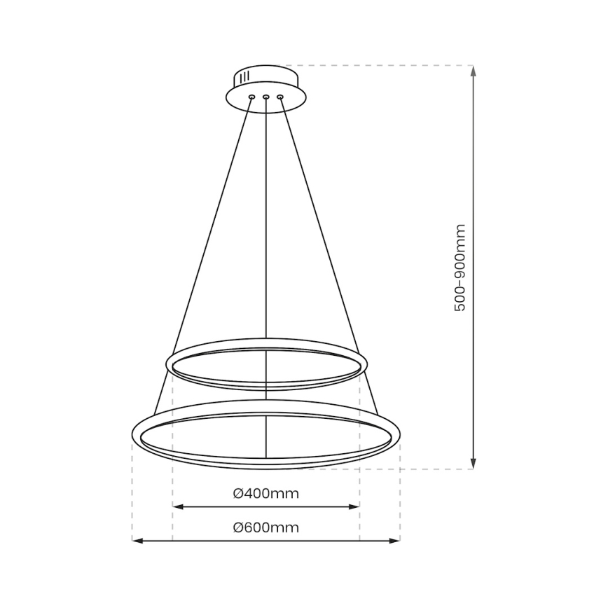 LED Luster na lanku HOOP LED/51W/230V pr. 60 cm 4000K čierna