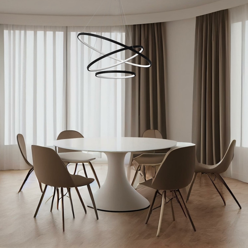 LED Luster na lanku HOOP LED/93W/230V pr. 60 cm 4000K čierna