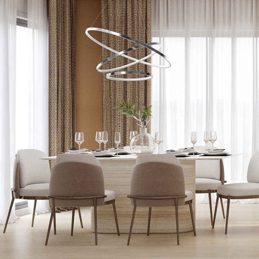 LED Luster na lanku HOOP LED/93W/230V pr. 80 cm 4000K lesklý chróm