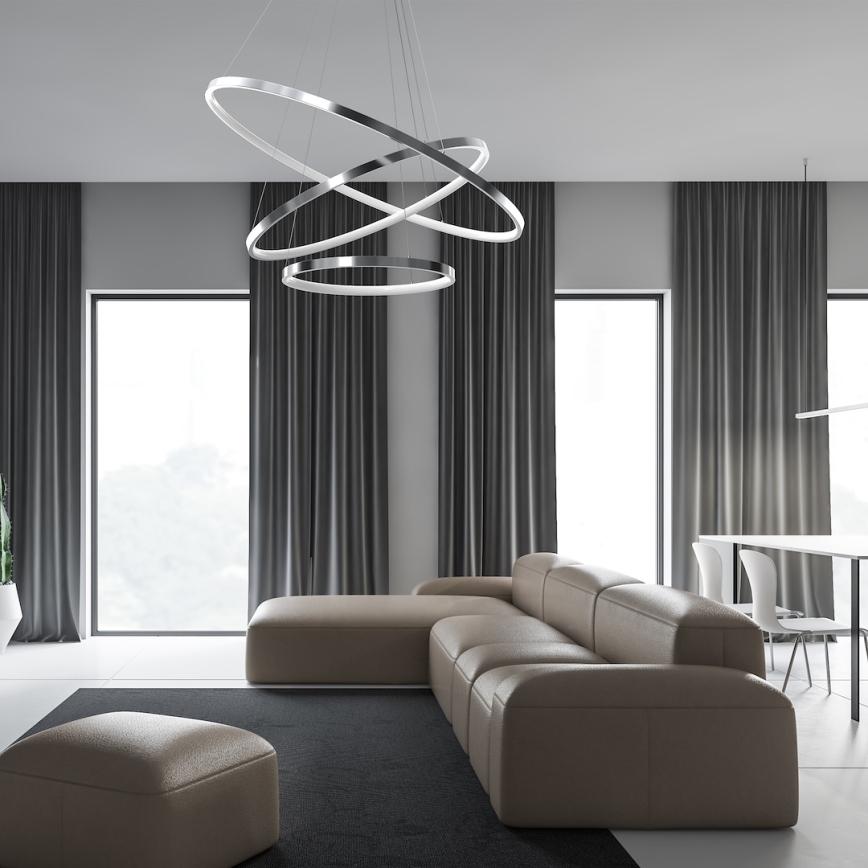 LED Luster na lanku HOOP LED/93W/230V pr. 80 cm 4000K lesklý chróm