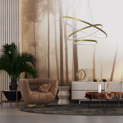 LED Luster na lanku HOOP LED/93W/230V pr. 80 cm 4000K zlatá