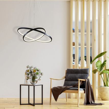 LED Luster na lanku LEA LED/35W/230V 4000K pr. 60 cm čierna