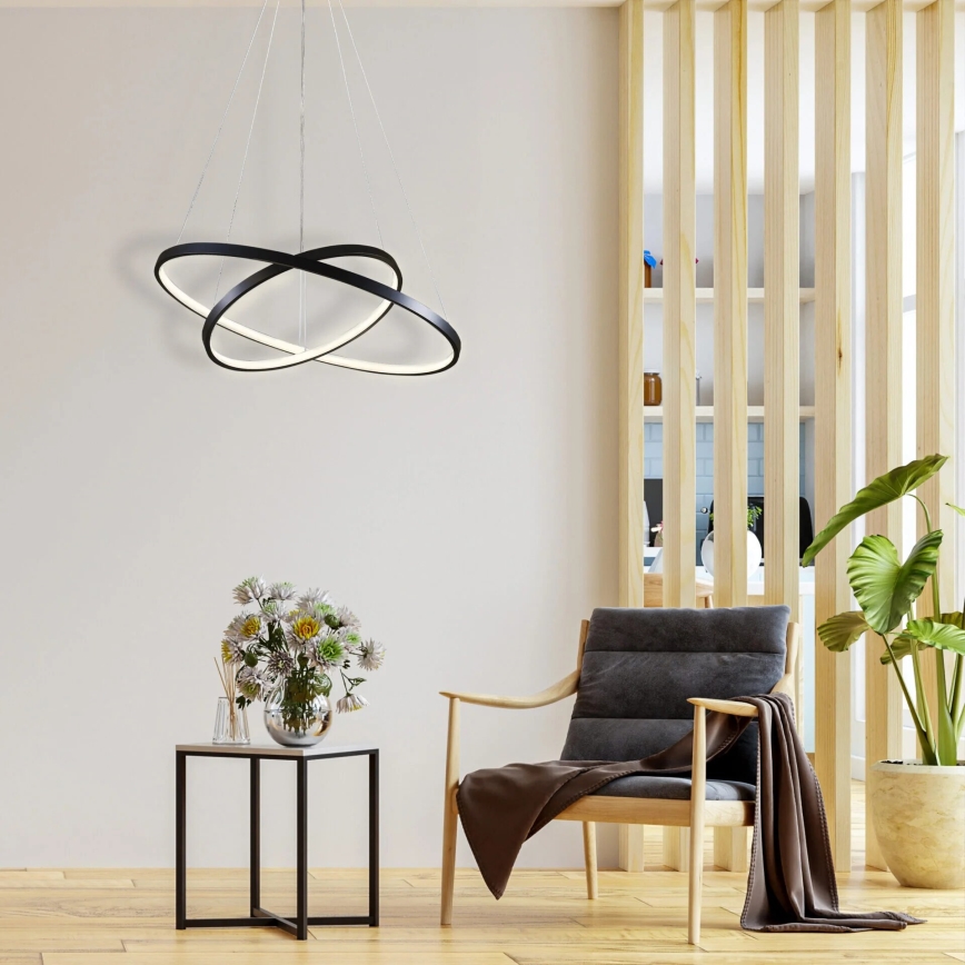 LED Luster na lanku LEA LED/35W/230V 4000K pr. 60 cm čierna