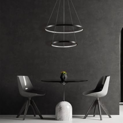LED Luster na lanku LEA LED/35W/230V 4000K pr. 60 cm čierna