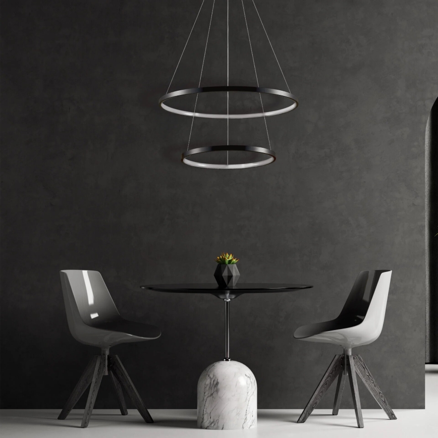 LED Luster na lanku LEA LED/35W/230V 4000K pr. 60 cm čierna