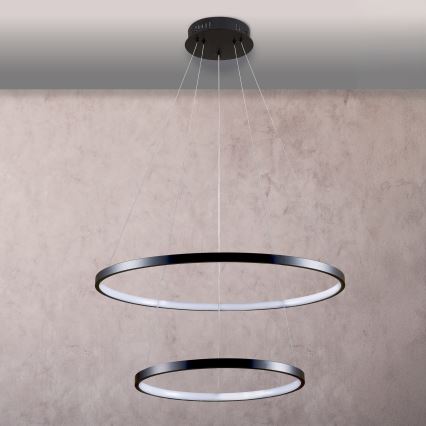 LED Luster na lanku LEA LED/35W/230V 4000K pr. 60 cm čierna
