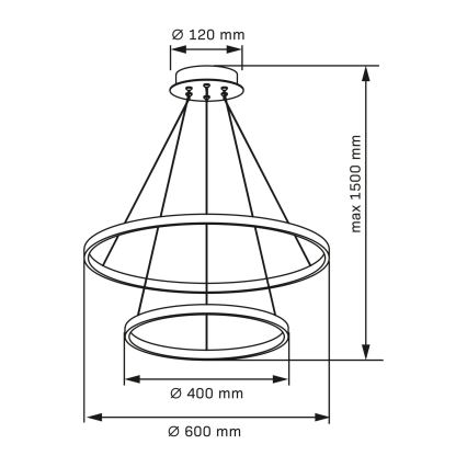 LED Luster na lanku LEA LED/35W/230V 4000K pr. 60 cm zlatá