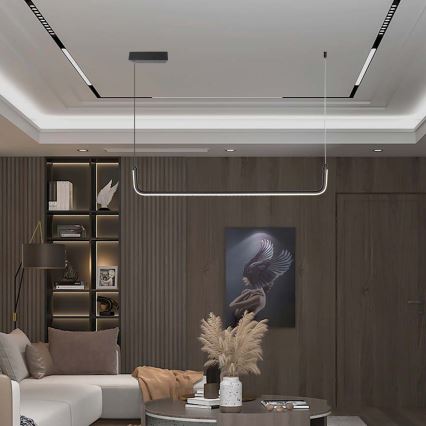 LED Luster na lanku LED/12W/230V 4000K 90 cm čierna