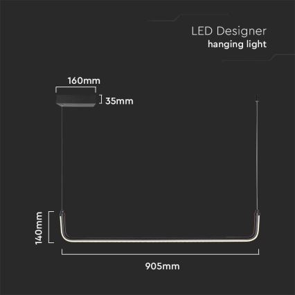 LED Luster na lanku LED/12W/230V 4000K 90 cm čierna