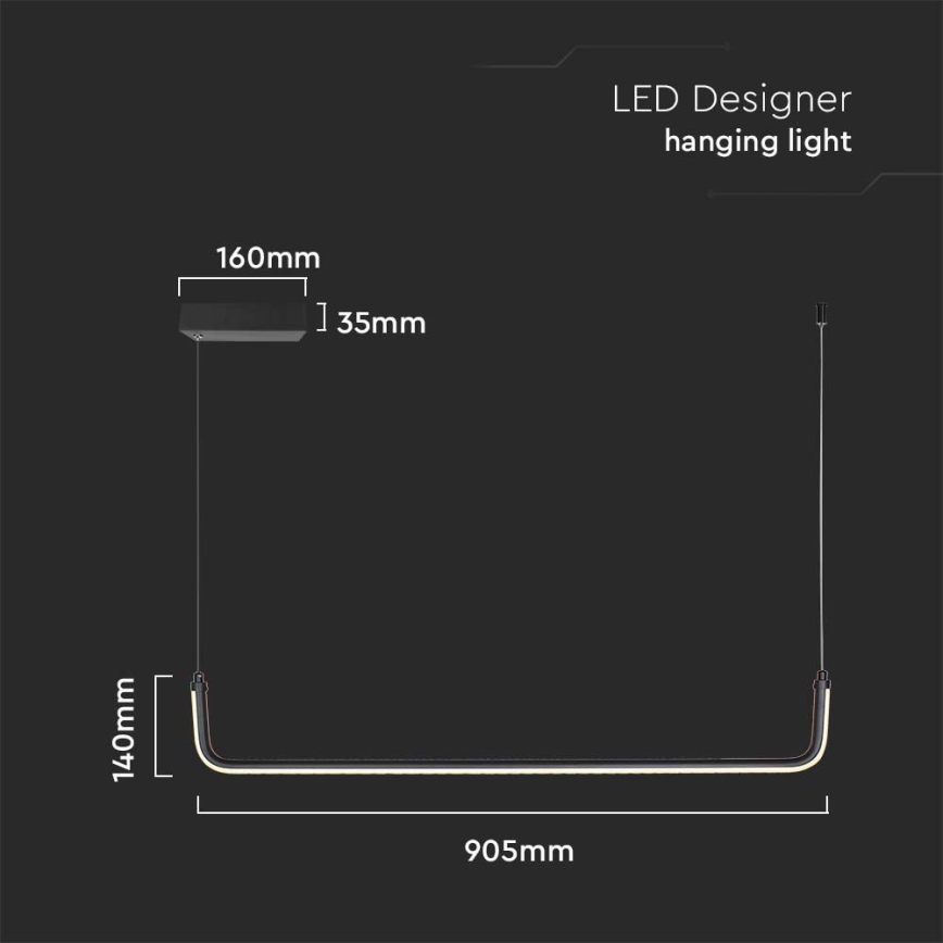 LED Luster na lanku LED/12W/230V 4000K 90 cm čierna