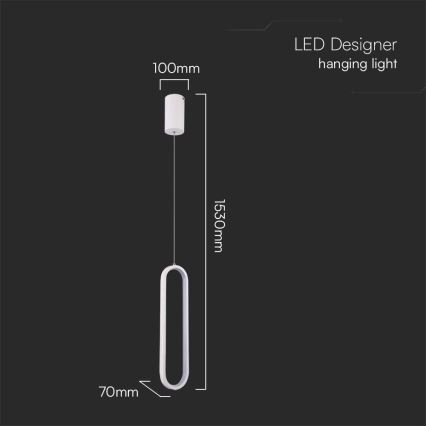 LED Luster na lanku LED/13W/230V 3000K biela