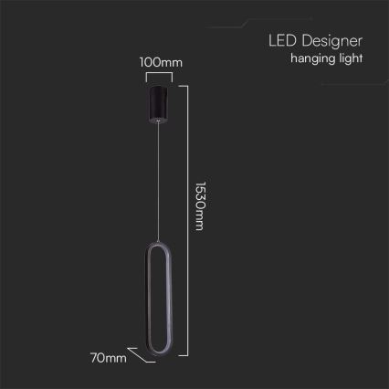 LED Luster na lanku LED/13W/230V 4000K čierna